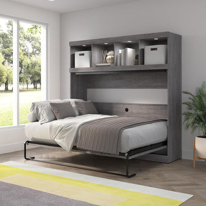 Pur Full Horizontal Murphy Bed with Storage & Charging, Grey, 80W2