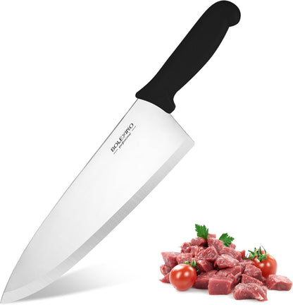 10" Professional Chef Knife, High Carbon Steel, Ergonomic (Black)1