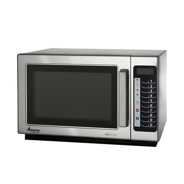 RCS10TS 1000 Watt Stackable Countertop Commercial Microwave with Push Button Controls for Restaurant Buffet Catering Service | 1.2 Cu. Ft, 22"W X 19"D X 13-7/8"H, Stainless Steel, 120V, NSF1