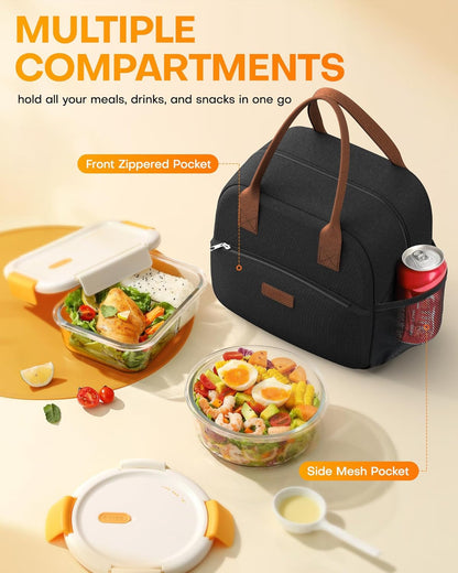 Lunch Bag Women Men Insulated Lunch Box Black 10L2