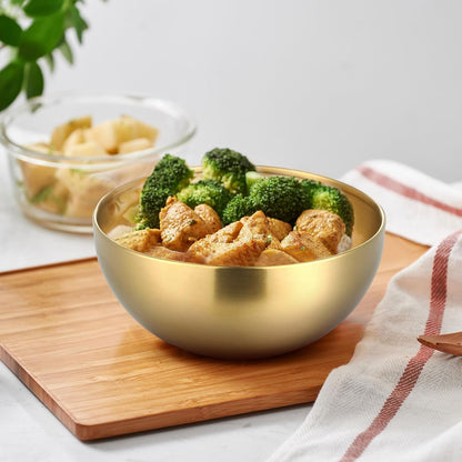 6 Pcs Gold Mixing Bowls Stainless Steel Mixing Bowl Decorative Gold Esthetician Bowls Metal Serving Bowl for Facial Cereal Rice Noddle Fruit Kitchen Party Cooking Baking Prepping(5.9 Inches)6