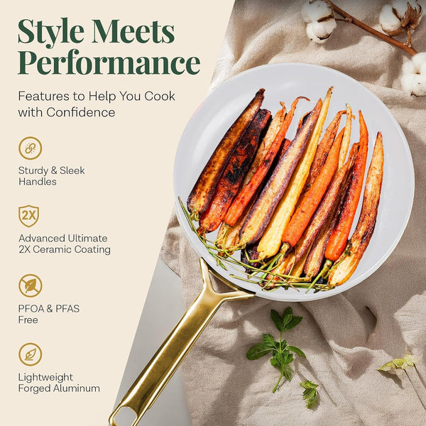 Modern 11 Pc Ceramic Cookware Set, Elegantly Designed Pots and Pans Set Non Stick with Steamer, Induction Bottom, Premium Stay Cool Handles, Non Toxic PFOA Free, Oven & Dishwasher Safe6