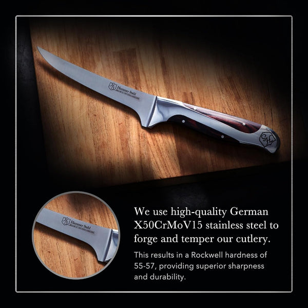 6 Inch Boning Knife | German Forged High Carbon Steel Fillet Knife | Kitchen Knife for Boning, Filleting, & Trimming | Butcher Knife with Ergonomic Quad-Tang Pakkawood Handle & Gift Box3