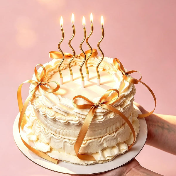 12-Count Gold Spiral Long Thin Metallic Birthday Candles, Cake Candles, Birthday Parties, Wedding Decorations, Party Candles8
