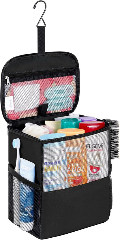 Mesh Shower Caddy Bag, Hanging Shower Organizer, Medium, Black1