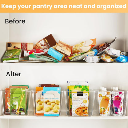 6 Pack Clear Storage Bins, Pantry Organizer Bins with Handle, Large3