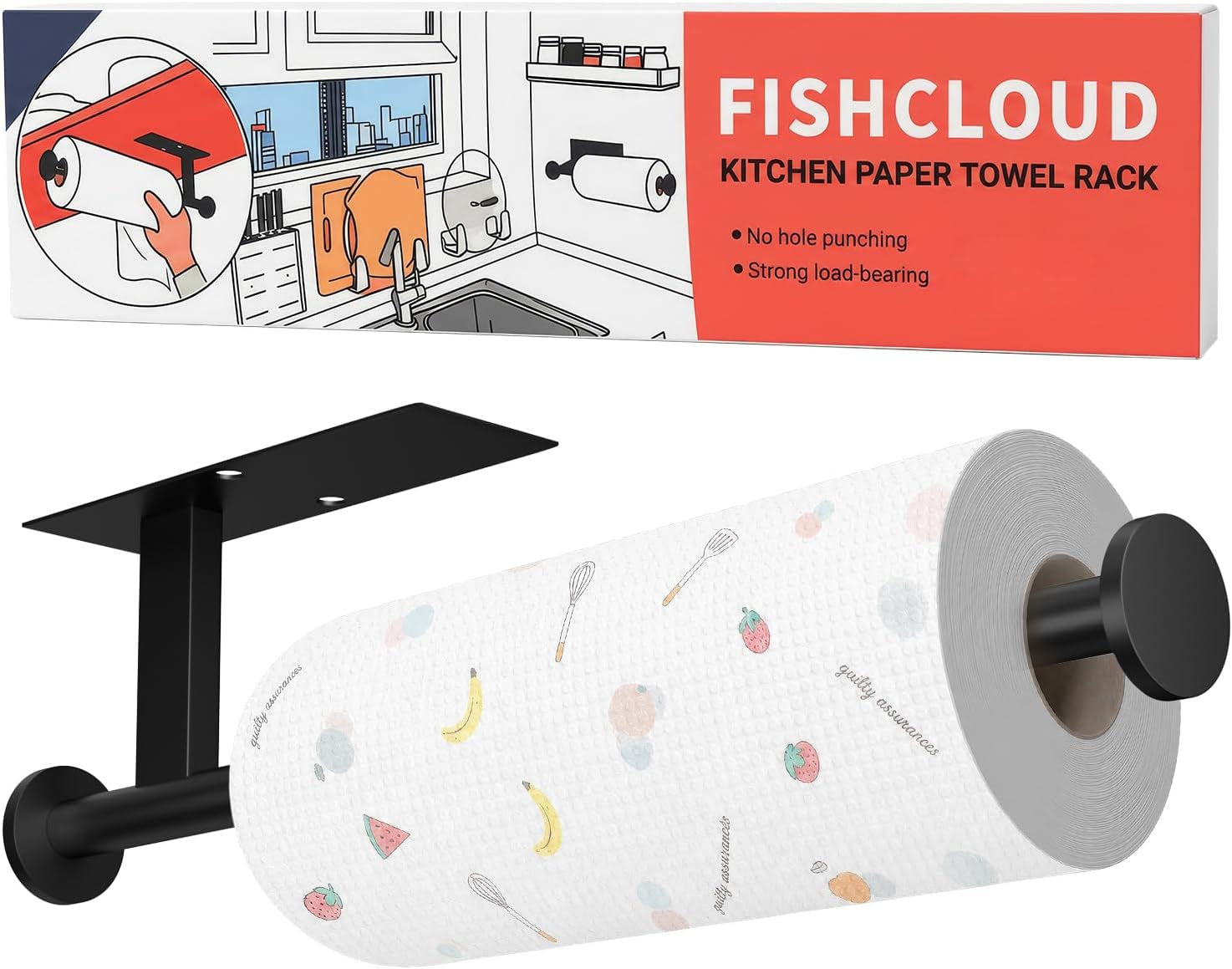 paper-towel-holder-wall-mount-self-adhesive-no-drill-or-drilling-sus304-stainless-steel-kitchen-bathroom-sink-pantry-fridgeblack