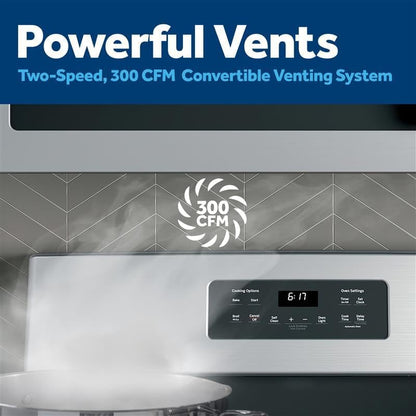 GE Over-The-Range Microwave Oven with Recirculating Venting, 1.8 Cu. FT, 900W, 12.8” Removable Turntable, 10 Power Levels, Stainless Steel6