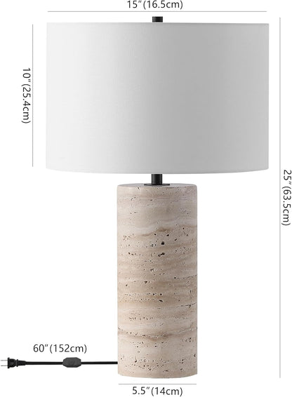 SAFAVIEH Couture Lighting Collection Rynetta Light Brown/White 24-Inch Dimmable Table Lamp for Bedroom Living Room Home Office Desk Nightstand (LED Bulb Included)5