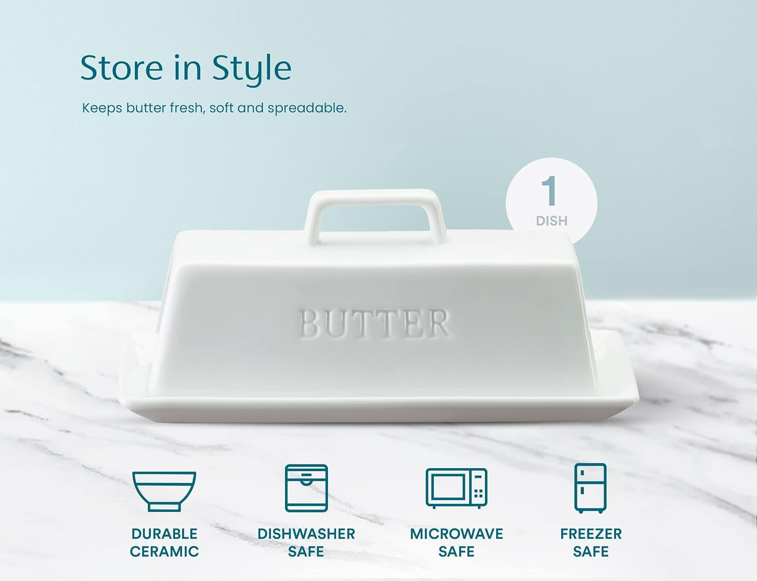 ceramic-butter-dish-with-lid-countertop-dishes-tray-white-holds-1-stick-microwave-dishwasher-safe-elegant-kitchen-storage-covered-holder-handle-stoneware-porcelain-container