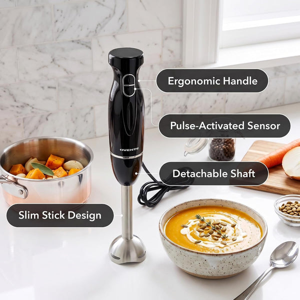 Electric Corded Hand Blender, 300W with 2 Mixing Speeds Black HS560B | Handheld Immersion Stick Mixer with Stainless Steel Blades for Smoothies, Purees & Baby Food4