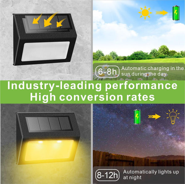 Warm White Solar Lights for Deck Step Fence, Black SST Housing, 6 Pack5