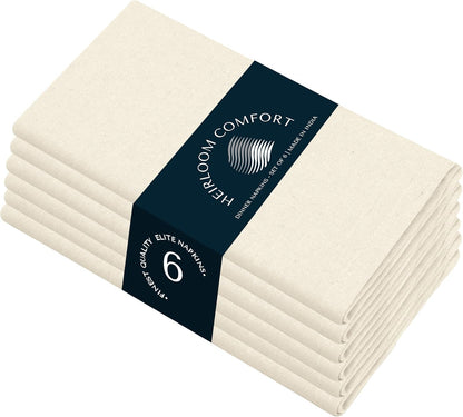 Ivory Cloth Napkins 17"X17" - Set of 6 - Soft, Absorbent, Durable, Reusable, Washable - 100% Cotton Table Linen for Spring, Easter, Baby Showers, Weddings, Parties, Everyday Use1