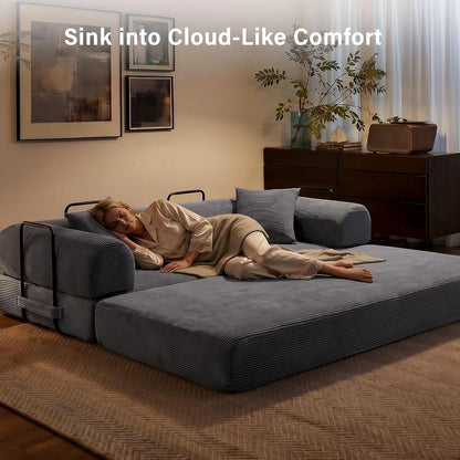 79" Convertible Sofa Bed, Boneless Sleeper Futon Couch for Living Room6