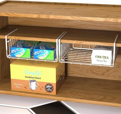 2-Pack under Shelf Wire Metal Basket Shelf, White4
