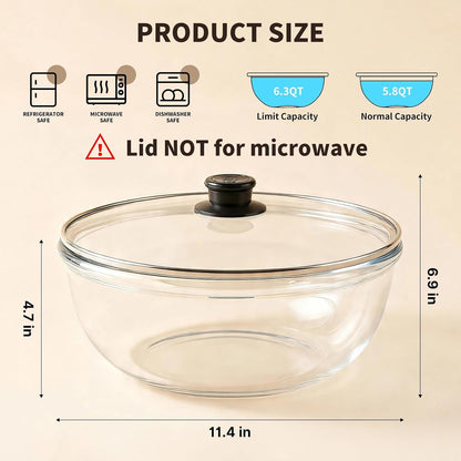 6.3 QT Glass Mixing Bowl with Lids, Large Glass Bowl for Sourdough Bread3