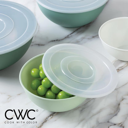 Mixing Bowls with Lids - 12 Piece Plastic Nesting Bowls Set Includes 6 Prep Bowls and 6 Lids, Microwave Safe Mixing Bowl Set, Sage7