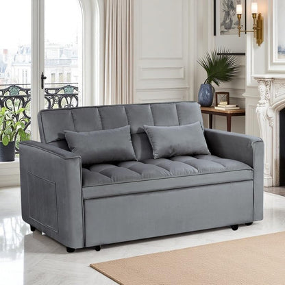 Sleeper Sofa Bed with Adjustable Backrest & Side Pockets, Gray10