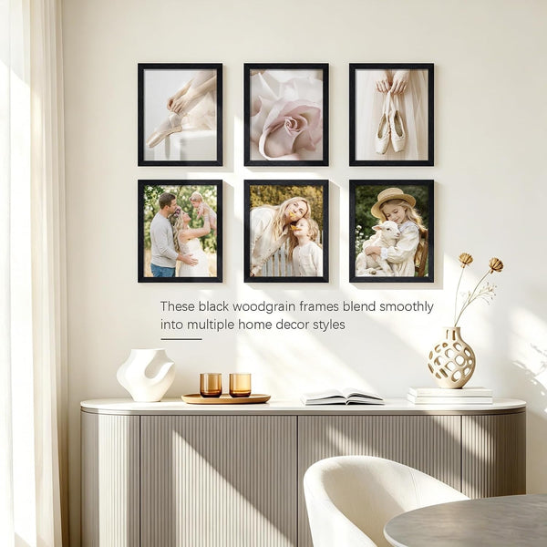 8X10 Picture Frame Set of 5, Black Frames 8X10 for Tabletop Display8