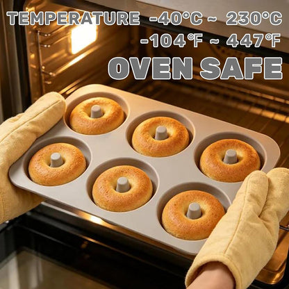 Non-Stick Silicone Donut Pan for 6 Doughnuts, Bpa-Free, 2-Pack Grey | Food Grade LFGB Silicone Bagels Baking Mold, Dishwasher Safe, Heat Resistant and Microwave Safe7