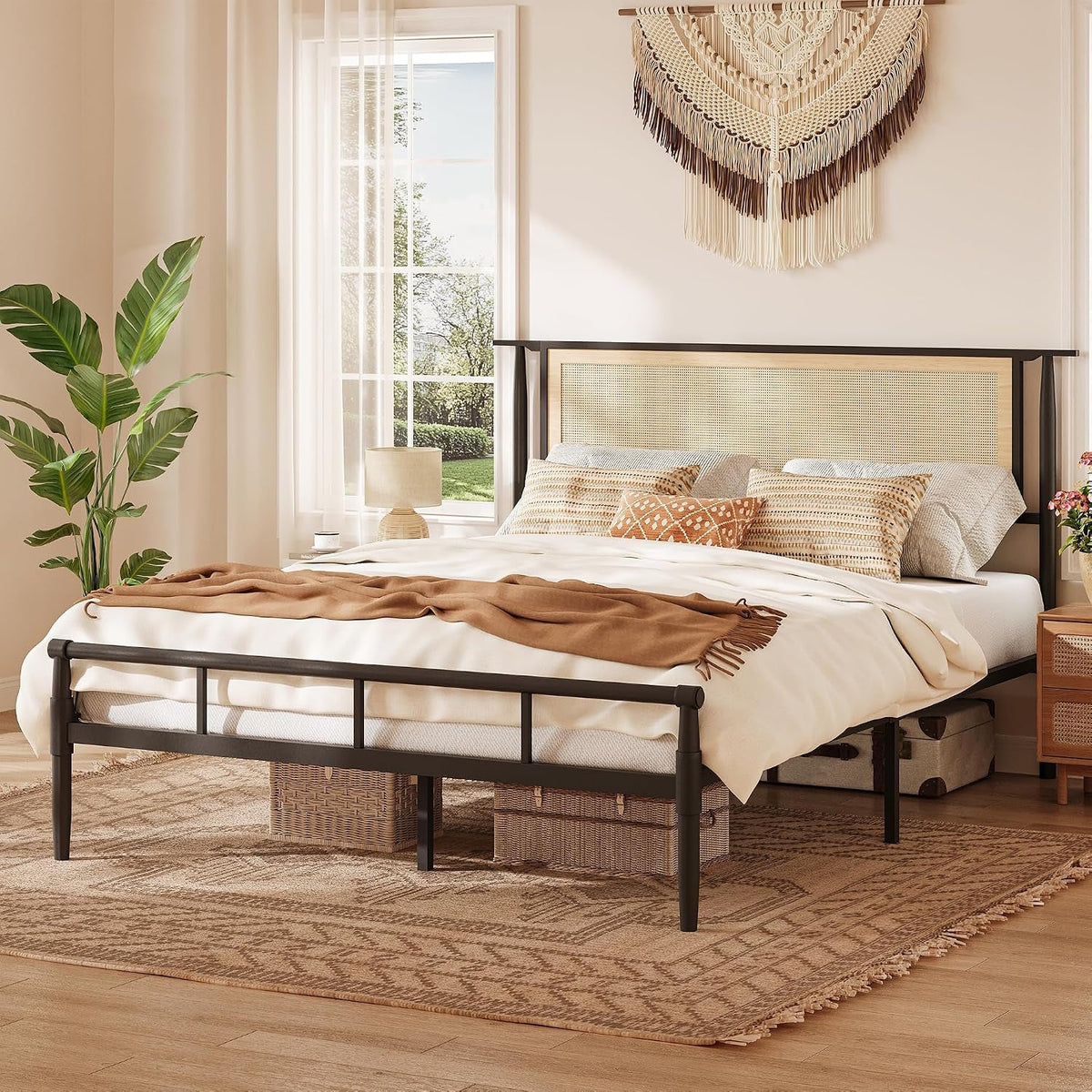 rattan-bed-frame-queen-with-headboard-black
