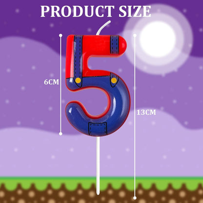 Boys and Girls Red and Blue Digital Birthday Candles, Birthday Cake Party Decorations, Cartoon Game Theme Party Decorations, Children'S Party Supplies(5)2