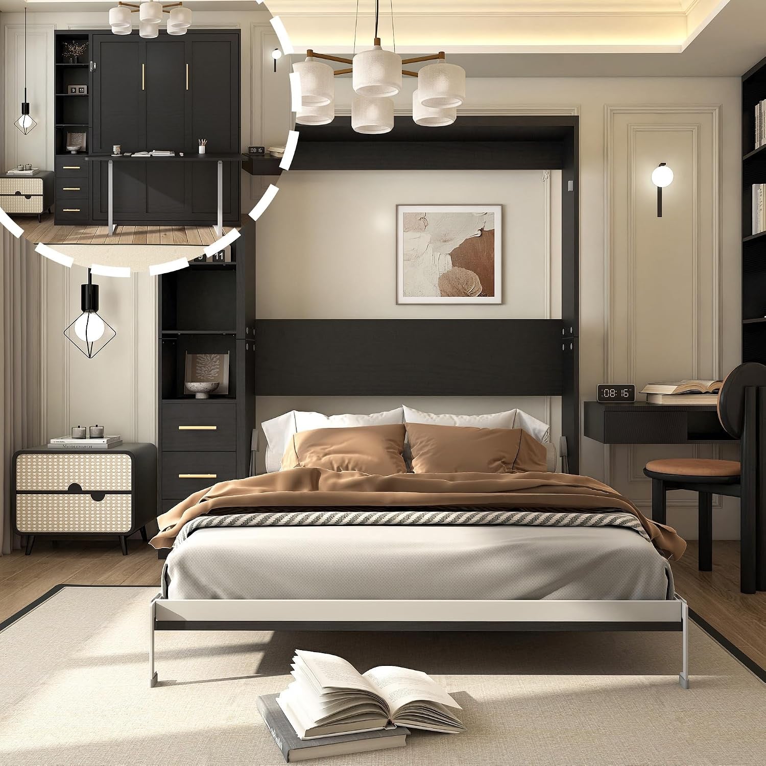 black-queen-murphy-bed-with-desk-1-storage-cabinet-3-drawers