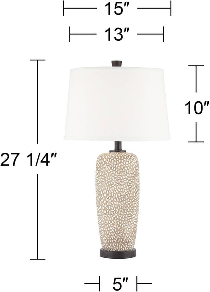 Anna 27 1/4" Tall Table Lamps Set of 2 Coastal Modern | Pebbled Living Room Bedroom Bedside Nightstand House Office Home Reading Kitchen Entryway Console Family White Shade4