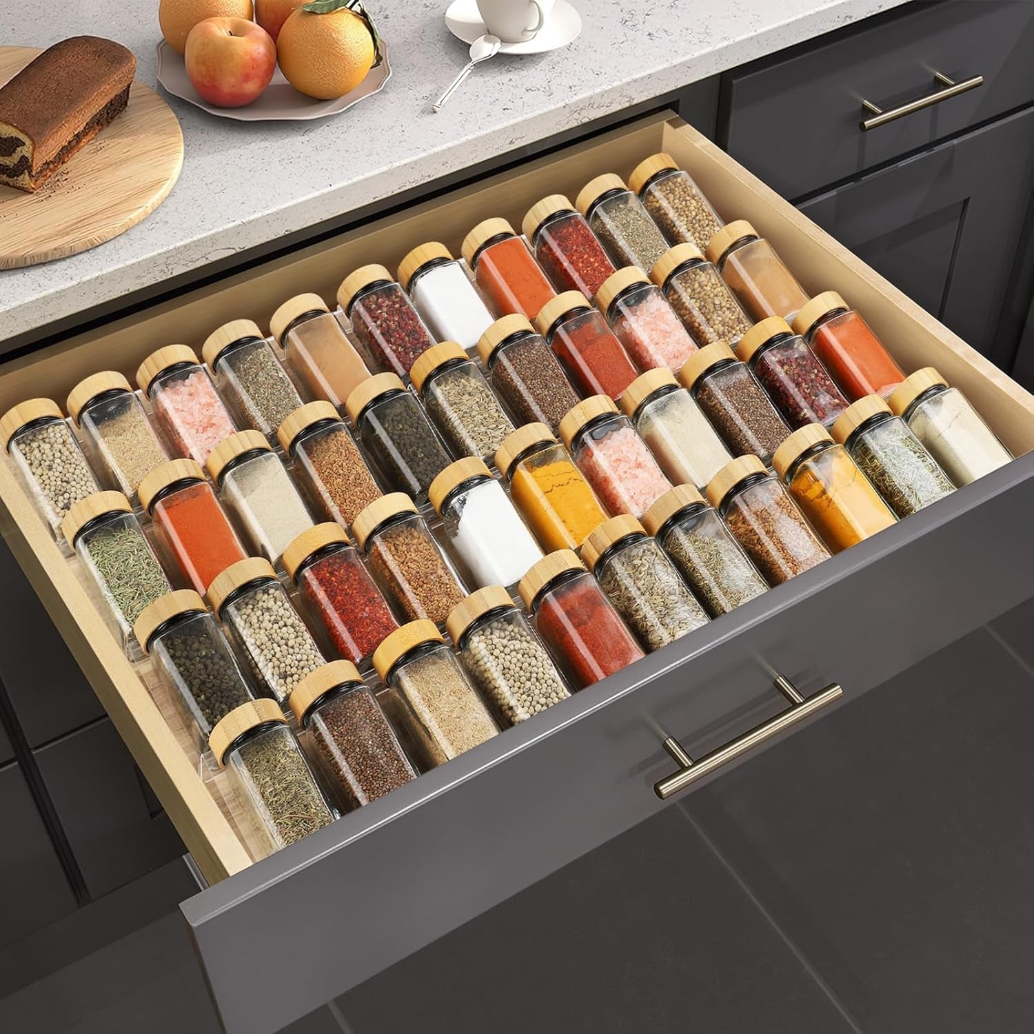 spice-drawer-organizer-4-tier-acrylic-seasoning-organizer-rack-small-clear-spice-rack-tray-kitchen-seasoning-jars-drawers-insert-jars-not-included-expandable-from-9-to-18