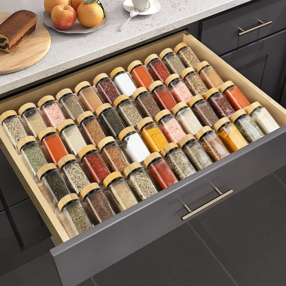 Spice Drawer Organizer 4 Tier, Acrylic Seasoning Organizer Rack, Small | Clear Spice Rack Tray, Kitchen Seasoning Jars Drawers Insert (Jars Not Included/ Expandable from 9" to 18")5