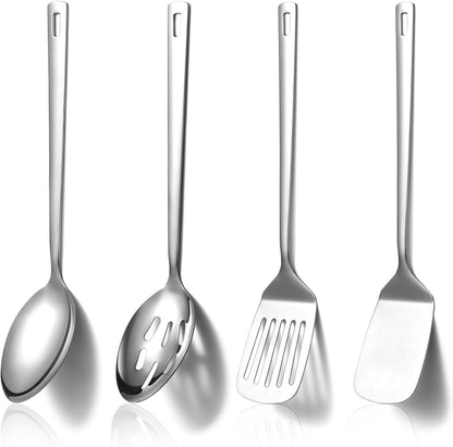 Stainless Steel Kitchen Utensils Set 4Pcs, Cooking Utensils Set, Kitchen Tools Spatulas Set, Cooking Spoons, Home Essentials Kitchen Gadgets Accessories1