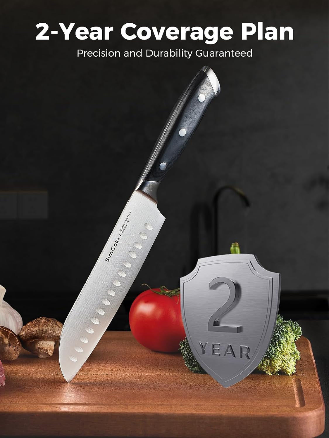 santoku-knife-7-inch-german-stainless-steel-blade-professional-chopping-knife-ergonomic-pakkawood-handle-2-year-warranty