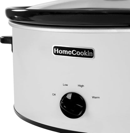 8 Quart Slow Cooker Oval Manual Pot Food Warmer with 3 Cooking Settings, White Stainless Steel2