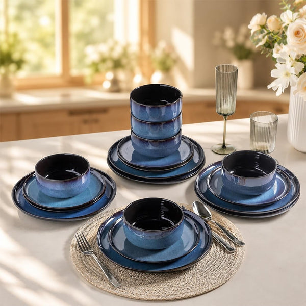 Ceramic Dinnerware Sets for 4,12-Pcs Porcelain Plates and Bowls Set5