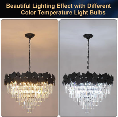 Modern Large Crystal Chandelier 30"Black round Chandeliers for Staircase5