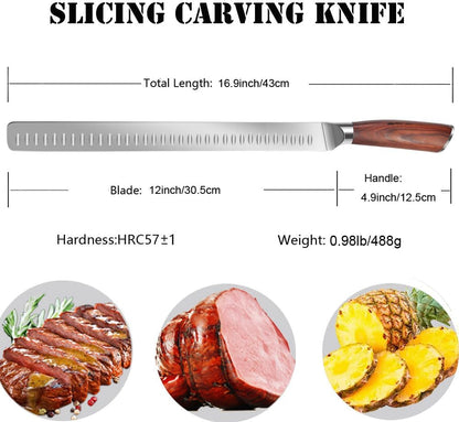 Slicing Carving Knife 12 Inch Brisket Knife Outdoor Meat Cleaver Kitchen Knife Chef Knives Multipurpose Grilling Camping Cooking Knife BBQ Tool2
