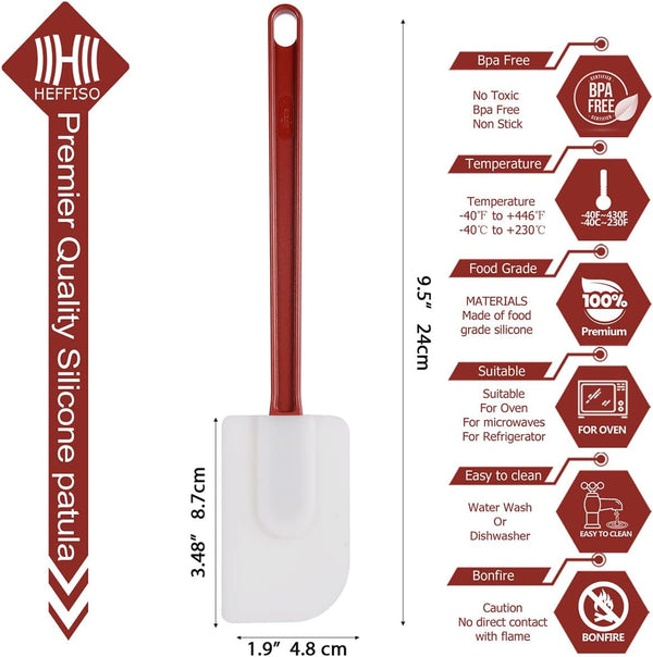 3 PCS Commercial Grade Heat Resistant Silicone Spatulas, 9.5-Inch Rubber Spatulas for Baking, Nonstick & Bpa-Free8