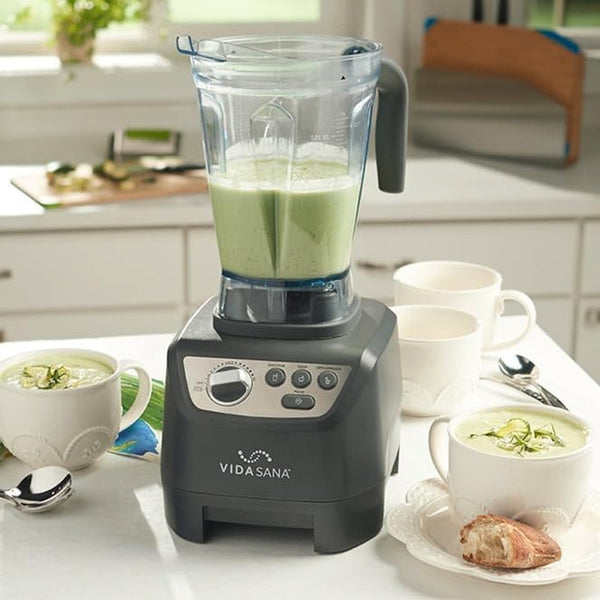 Princess House Vida Sana Blender for Smoothies, Soups, Dips and More, 1500 Watts, Stainless Steel Blade, 4 Preset Functions, Large, Grey, Professional Blender, Easy Clean6