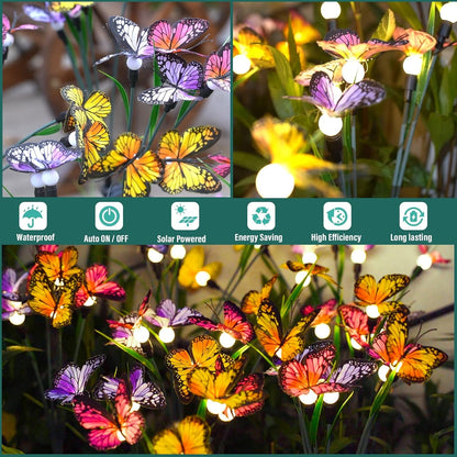 Solar Garden Lights - 2 Pack Swaying Butterfly Light, Swaying in the Wind, Solar Outdoor Lights, Yard Patio Pathway Decoration, High Flexibility Iron Wire & Realistic Butterflies3