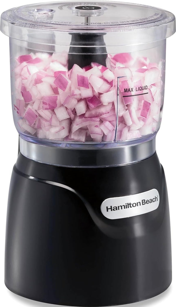 3 Cup Electric Vegetable Chopper & Mini Food Processor | Simple Stack & Press Design | 350 Watts & Stainless Steel Blades for Dicing, Mincing & Puree | Dishwasher Safe | Black1