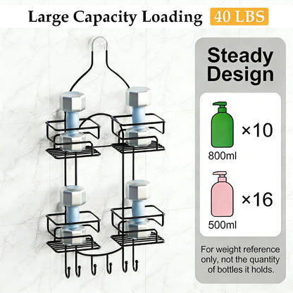 Shower Caddy Hanging, Shower Organizer with Razor Hooks, Black4