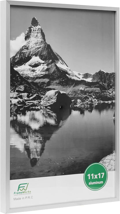 11X17 Picture Frame – Aluminum Frame W/Tempered Glass, Durable and Stylish Wall Frame for Posters, Photos, Art, Home Decor, Gallery Walls, Office, Living Room - Silver2