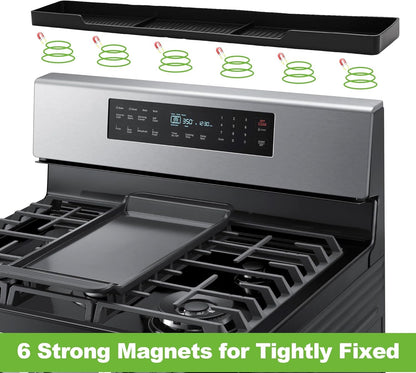 30 Inch Magnetic Stove Top Shelf | 3-Zone Kitchen Organizer with Anti-Slip & Anti-Fall Design | Heat Resistant (-40°F to 446°F) Food-Grade Silicone Spice Rack for Flat-Top Stoves, Black4