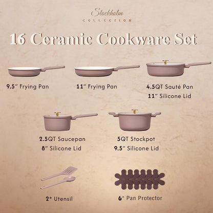 Ceramic Cookware Set, Pots and Pans Set Non Stick, 14-Piece Induction Cookware, Non Toxic Healthy Non Stick Kitchen Cooking Set, with Frying Pans Set,Large Capacity Soup Pot2