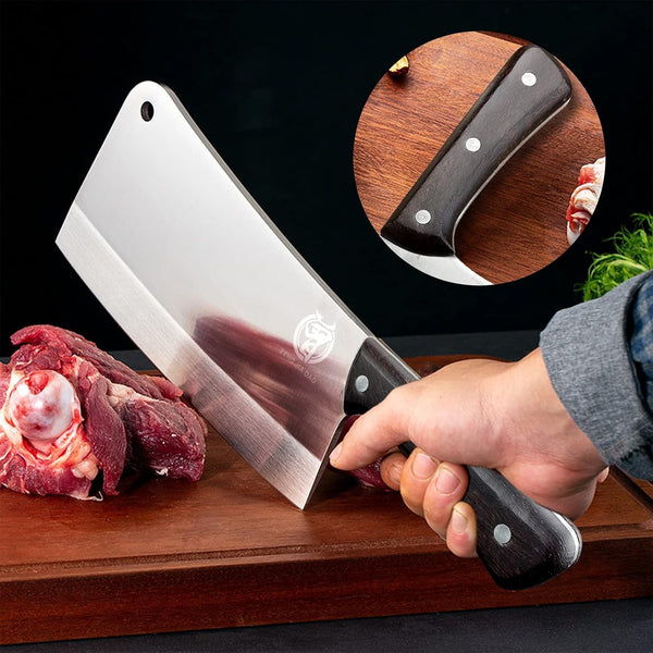 Chinese Meat Cleaver, 7“ Bone Knife, Full Tang Wengewood Handle, Heavy Duty Chopping Knife for Home & Professional Kitchen3