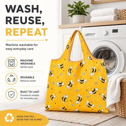 Reusable Grocery Tote Bag for Women,Large Foldable Waterproof Shoulder Bag,Lightweight Durable Shopping for Daily Groceries10
