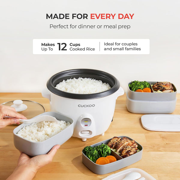 CUCKOO One-Touch Rice Cooker and Warmer, 12-Cup Cooked, White, CR-0601C | 6-Cup Uncooked Capacity, Nonstick Inner Pot, One-Touch Operation, Automatic Keep Warm, for Families and Meal Prep3