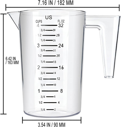 4 Cup/32 Oz Measuring Cups, Clear, Strong Food Grade Liquid Measure Pitcher, for Home Hobbies/Professional Kitchen3