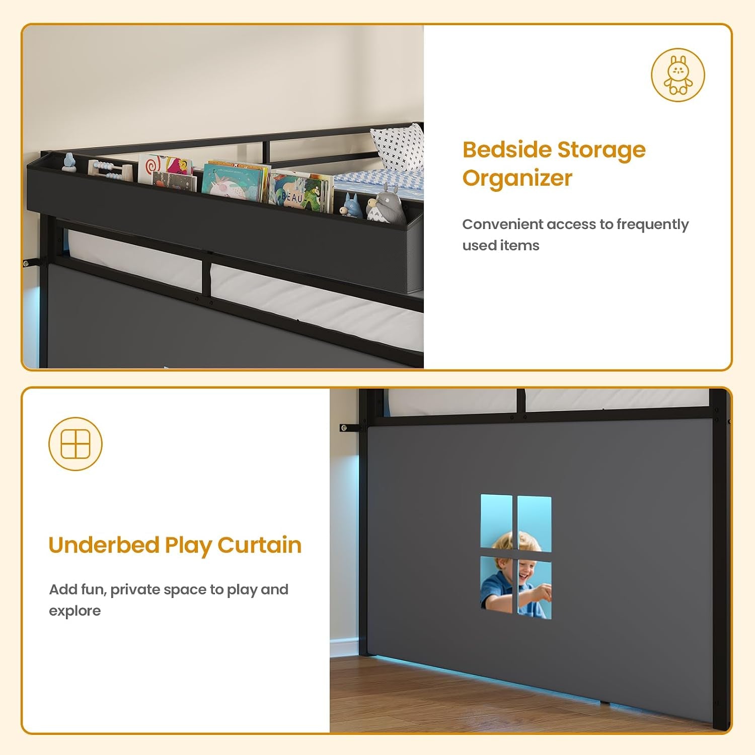 kids-low-loft-bed-full-with-7-drawers-bookcase-safety-guardrail