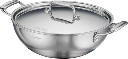 Utsava Tri-Ply Clad Stainless Steel 4-Quart Kadai with Lid | Ceramic Non Stick Interior, Induction-Ready Large Kadhai Pot for Indian Cooking8